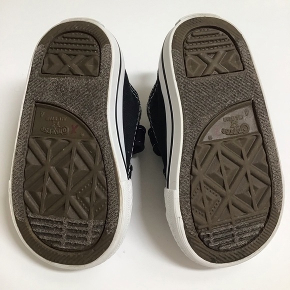 Converse All Star Chuck Taylor Toddler Boy Sneakers SZ 4 Black Low Top Hook Loop - Picture 10 of 16